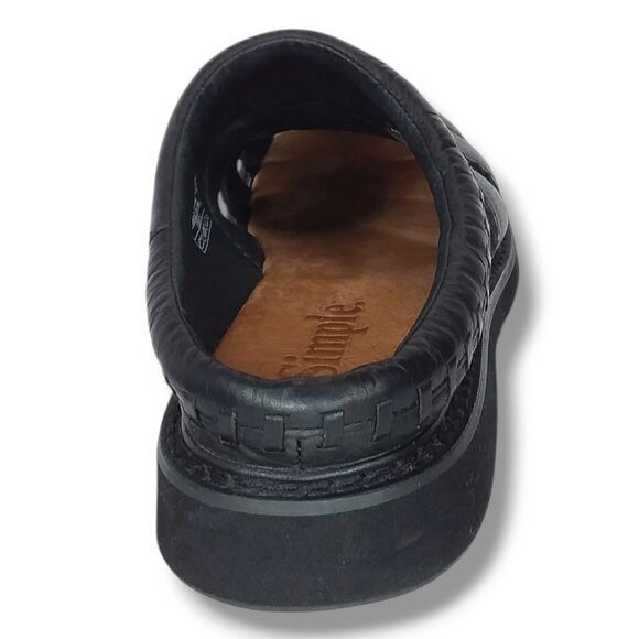 Simple Black Leather Fisherman Sandals Size 10 Slip On Open Heel Comfort main image 8